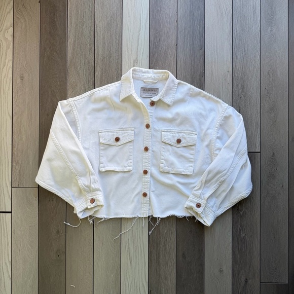 All Saints Jackets & Blazers - ALLSAINTS Sol Cropped Shirt Jacket in White